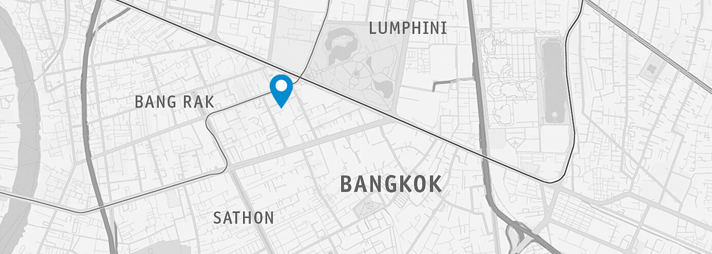 Carte avec une partie de Bangkok (Thaïlande)