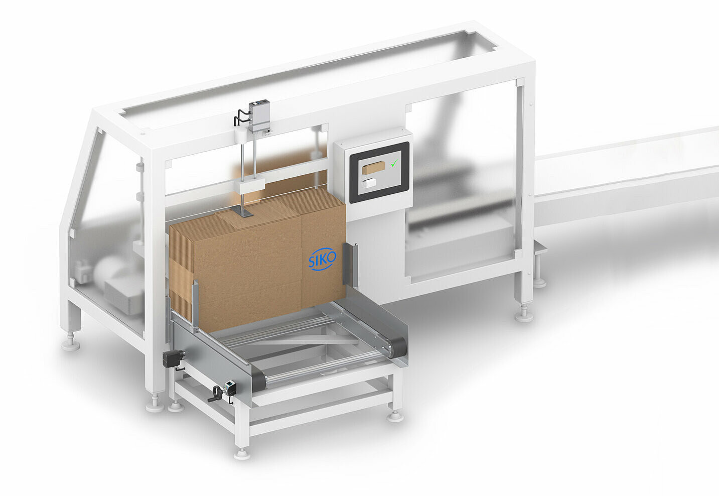 SIKO positioning systems for cardboard erectors SIKO positioning systems for cardboard erectors